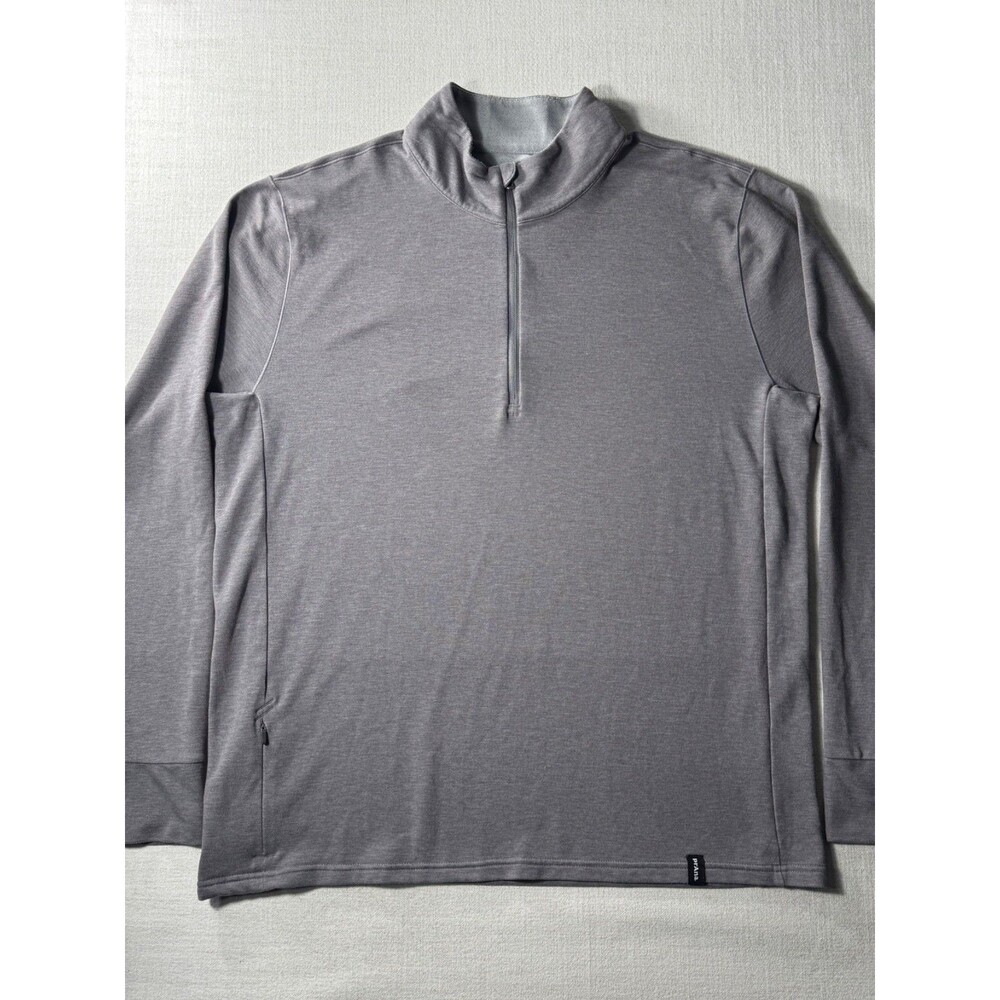 Prana Breathe Men's 1/4 Zip Lightweight Pullover Gray XL Zip Pocket Training Gym